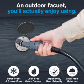 Aquor frost-free wall faucet showcasing a concealed sillcock and durable finish.