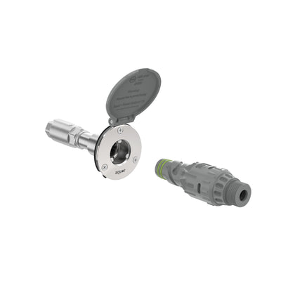 Aquor House Hydrant V1+ frost-free wall faucet with quick-connect for easy hose changes.