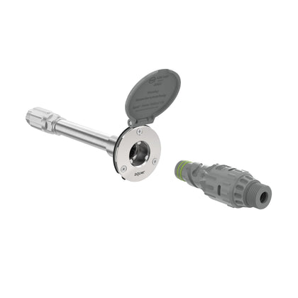 Aquor House Hydrant V1+ with 8-inch stem showing frost-proof wall installation