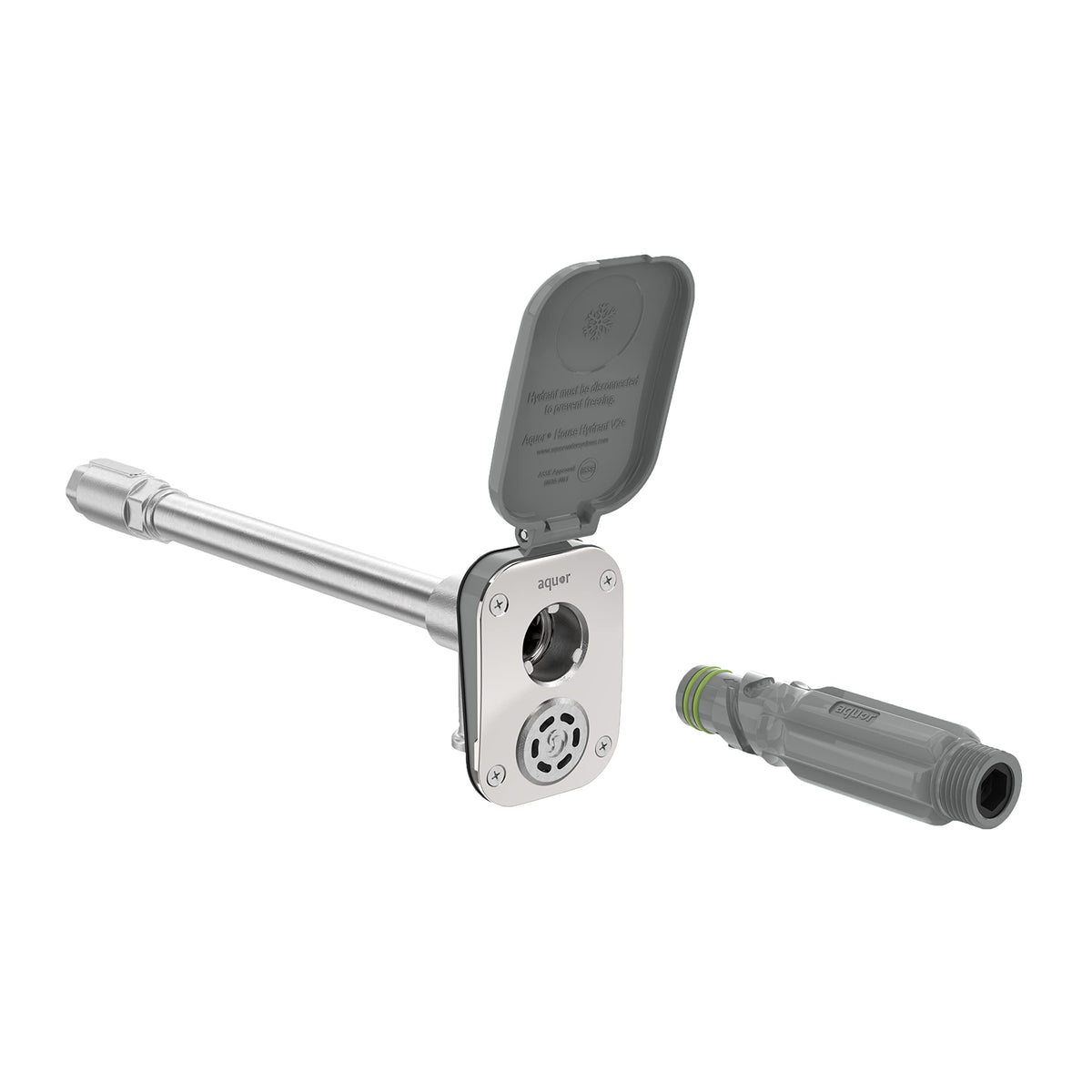 Aquor V2+ frost-proof hydrant in slate gray with 12-inch stem for outdoor water access