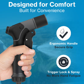 Aquor Utility Spray Nozzle rear flow control dial for precise water pressure on demand.