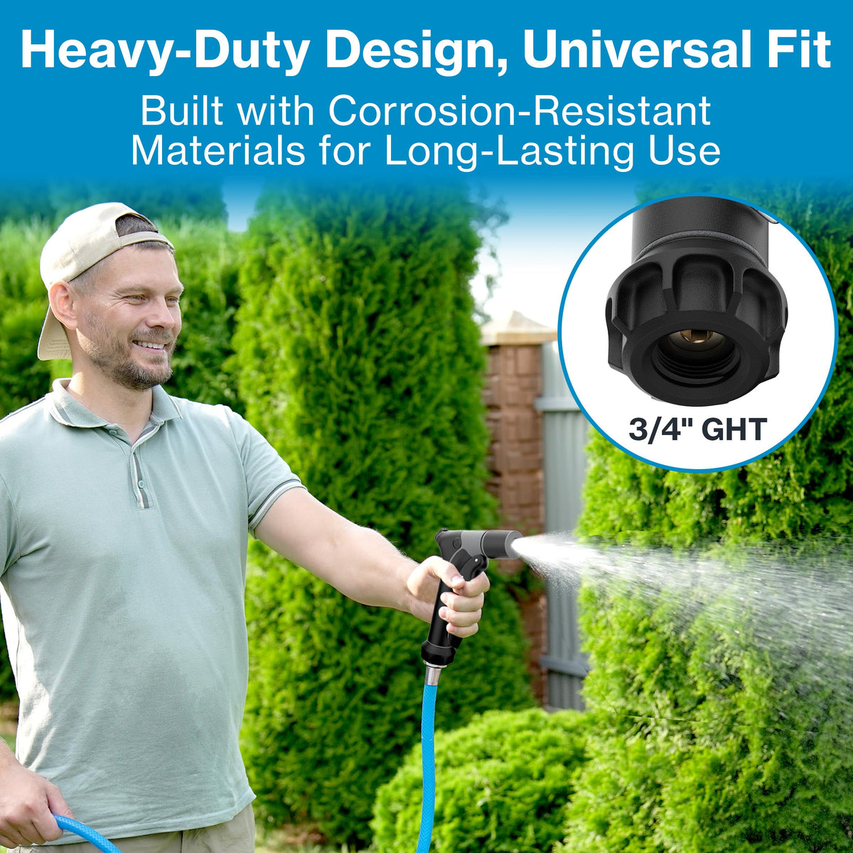 Aquor Utility Spray Nozzle swivel head helps reach awkward spots with ease.