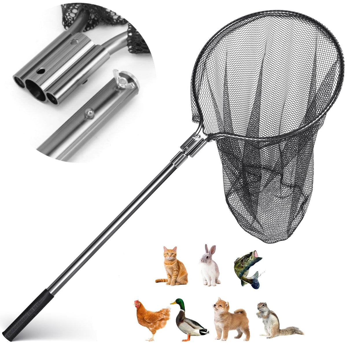 AQWXC Catch Net extended-handle for safer poultry capture.