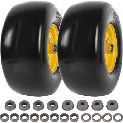 AR-PRO 13x6.50-6 flat-free tire and wheel, side view, ideal for lawn mower resilience