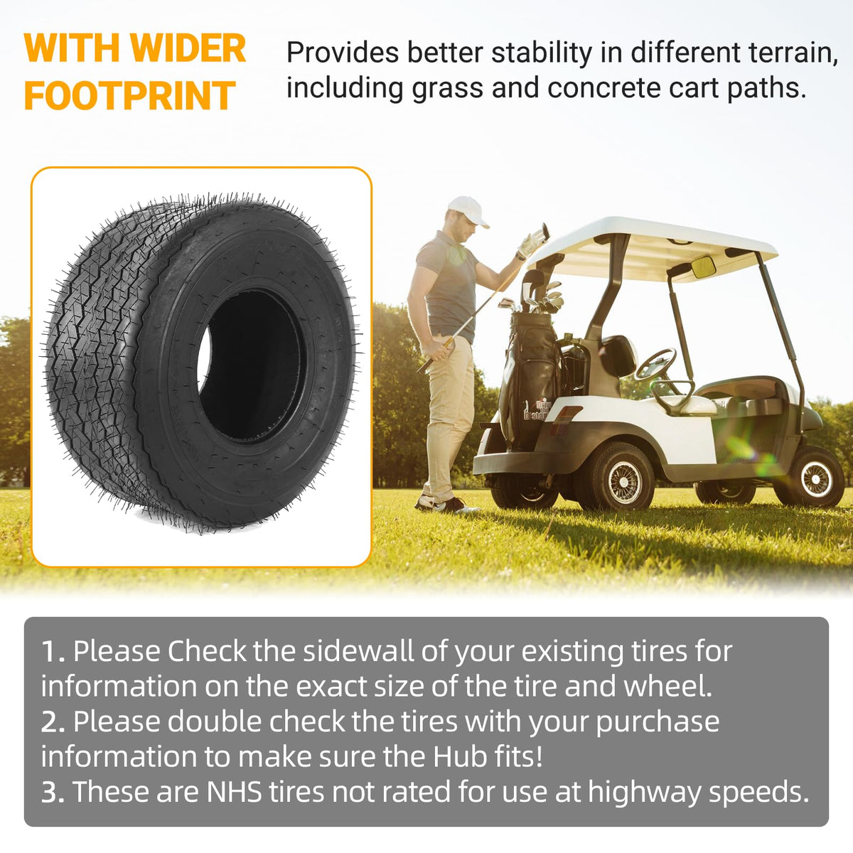 AR-PRO 18x8.50-8 tread on grass demonstrates traction and stability on turf paths