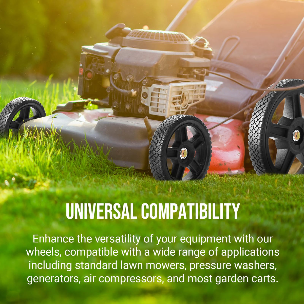 AR-PRO 2-pack lawn wheels in packaging for easy replacement.