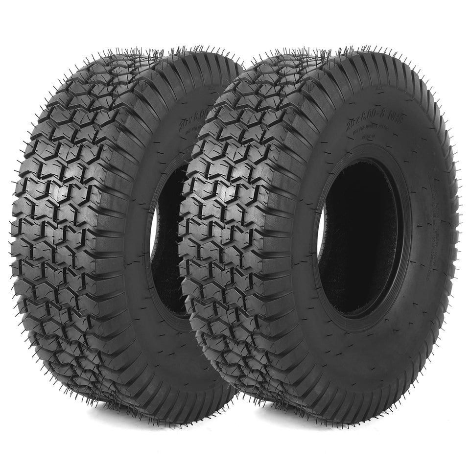 AR-PRO 20x8-8 turf tire side view shows sturdy build for lawn tractors.