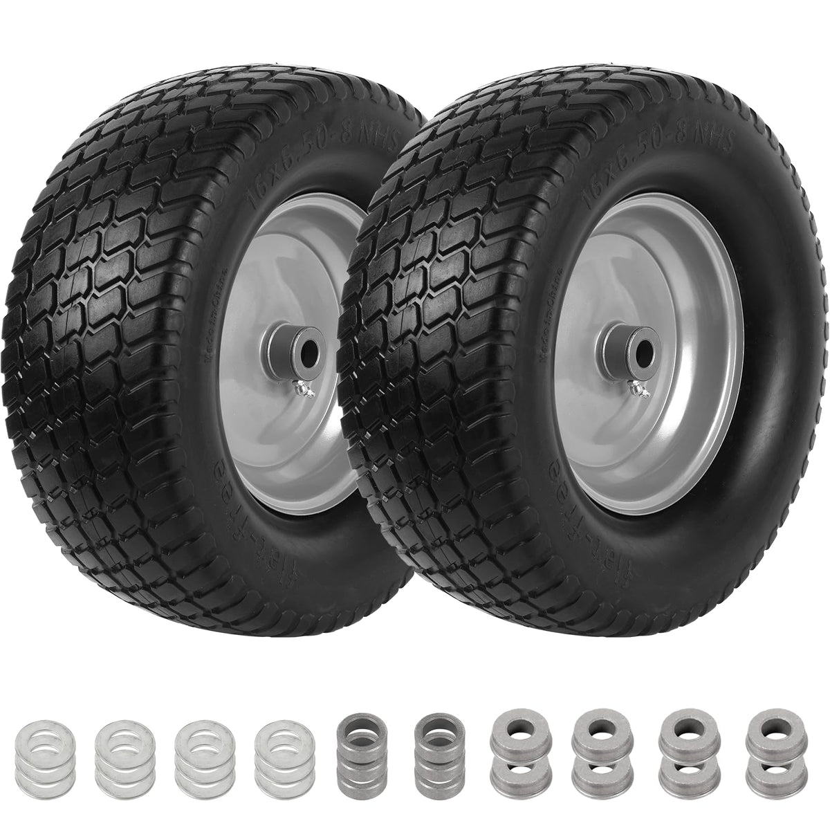 AR-PRO 2-pack 16x6-50-8 flat-free tire and wheel for lawn tractors, durable replacement