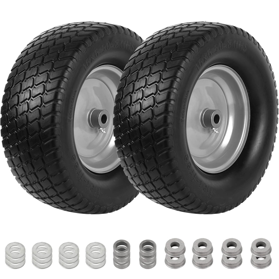 AR-PRO 2-pack 16x6-50-8 flat-free tire and wheel for lawn tractors, durable replacement