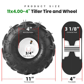AR-PRO 4-ply pneumatic tire with deep tread for reliable traction.