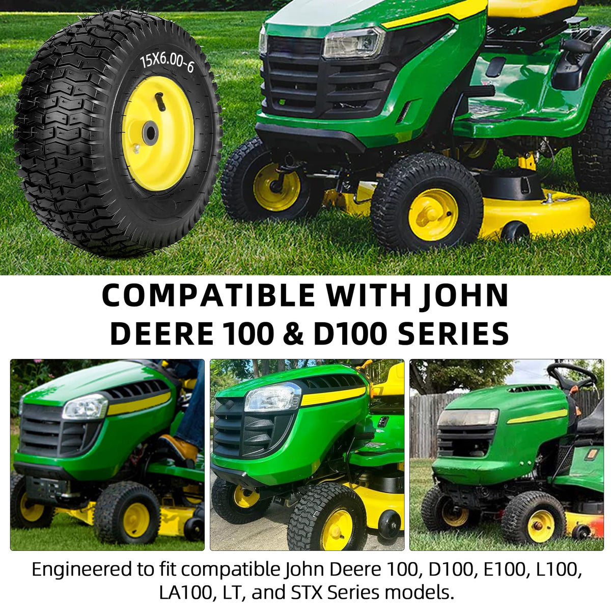 AR-PRO 4-ply pneumatic tire supports up to 400 lbs for everyday yard work.