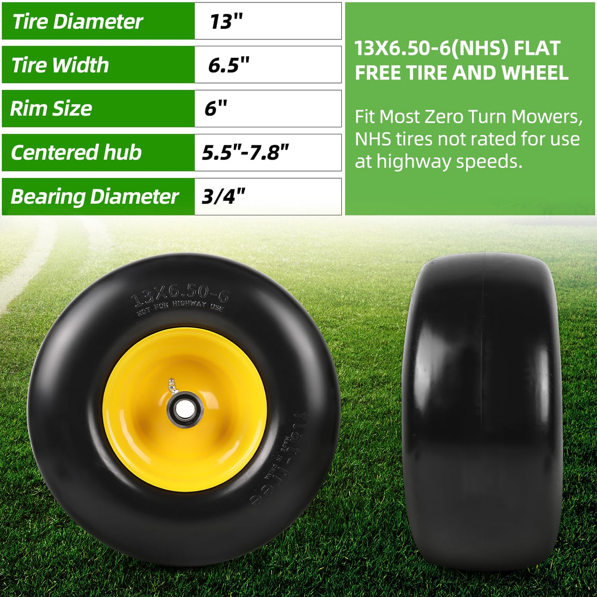 AR-PRO solid rubber tire assembly with 3/4 bore bearing detail for durability