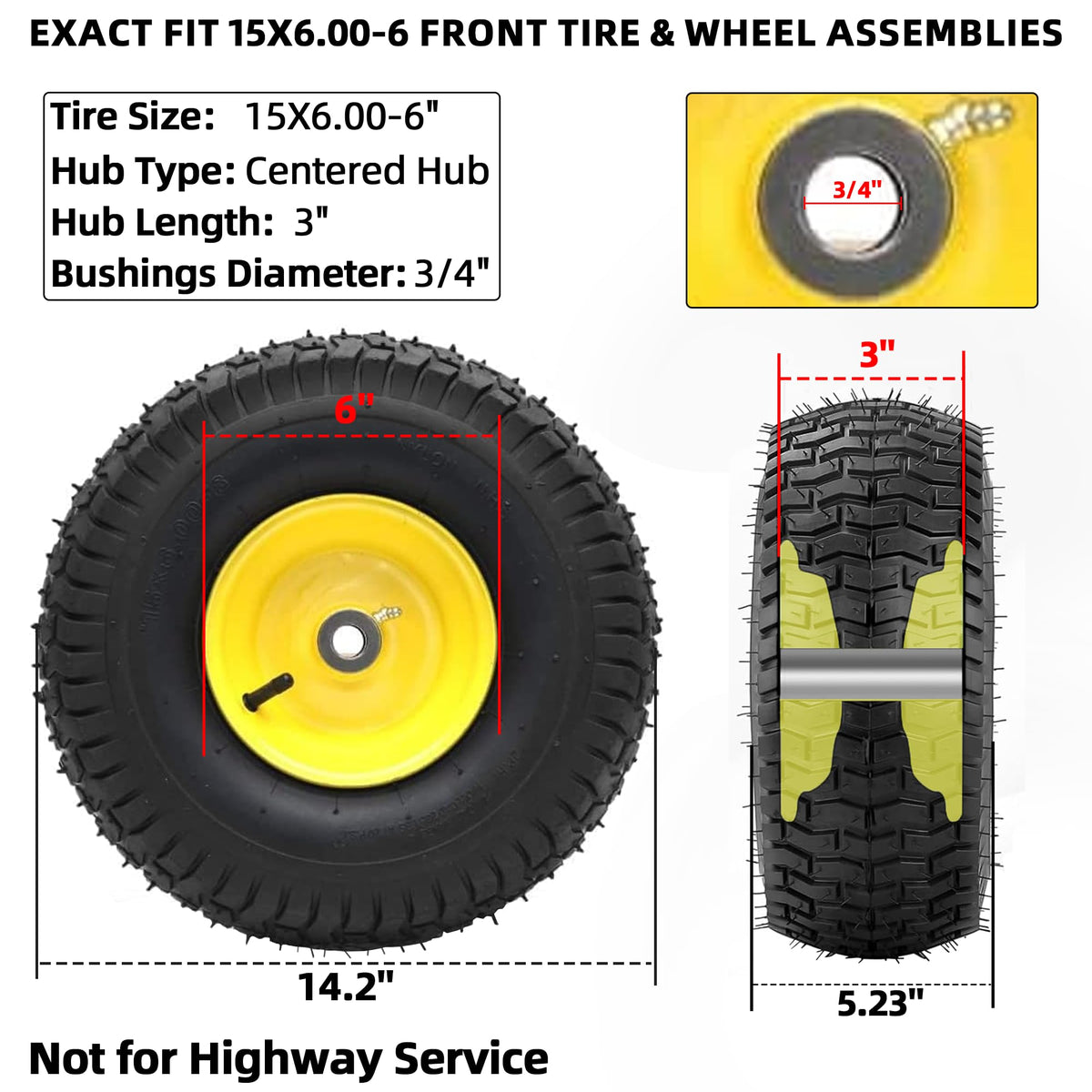 AR-PRO centered hub 3-inch design enables secure mounting on compatible riding mowers.