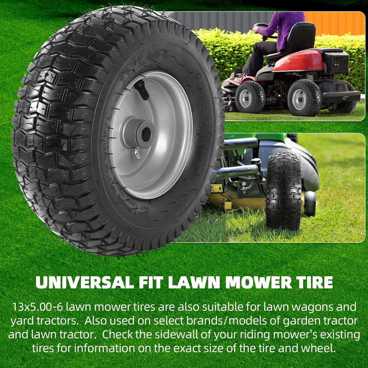 AR-PRO 3-inch centered hub supports universal fit on riding mowers.