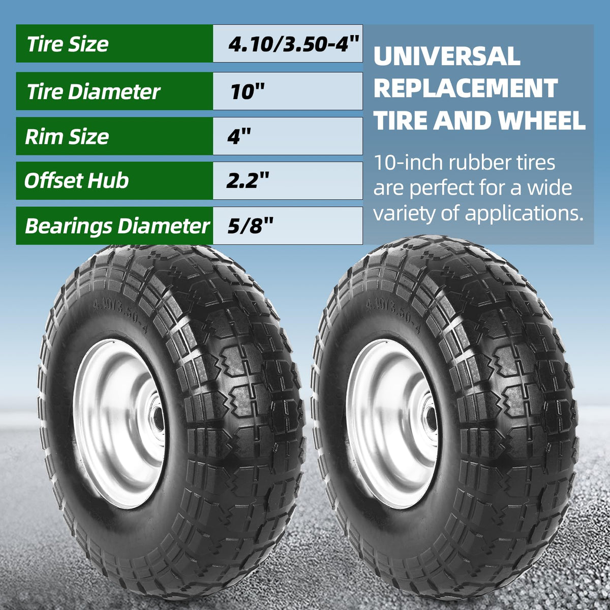AR-PRO flat-free wheel assembly ensures reliable replacements on carts.