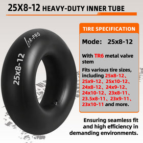 AR-PRO inner tube showing universal fit capabilities for 25x9-12 tires