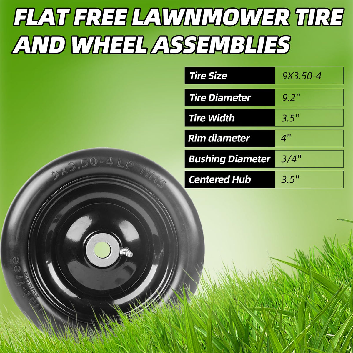 AR-PRO polyurethane tire on wheel provides durable grip on uneven surfaces.