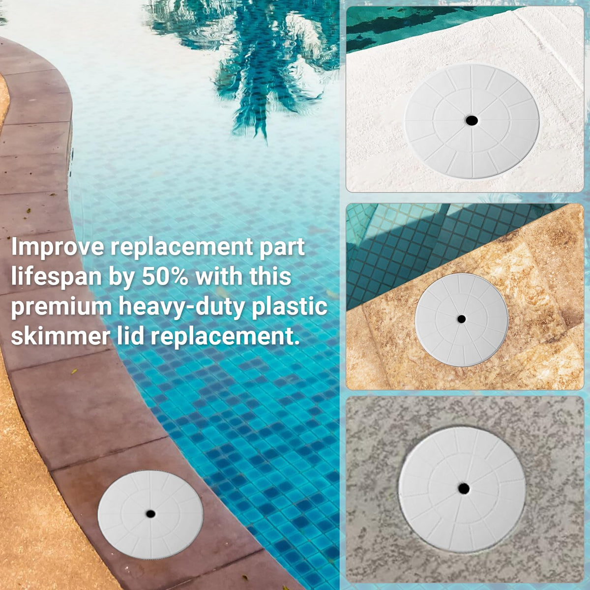 AR-PRO white replacement skimmer lid fitting 9-inch skimmers