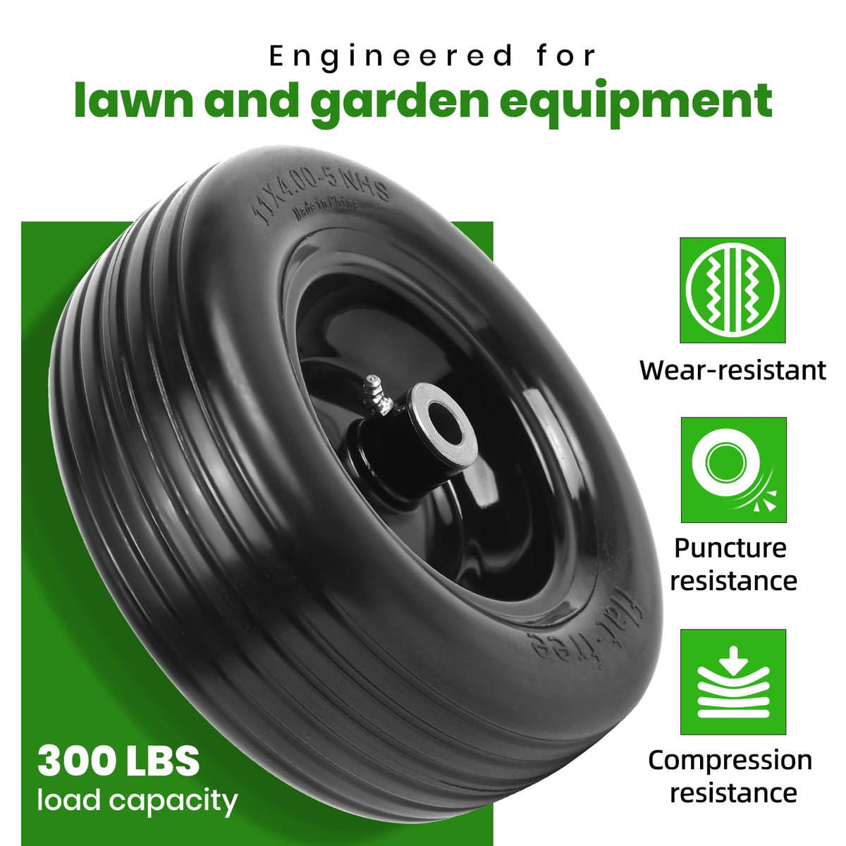 Rib tread design provides stable traction on uneven terrain