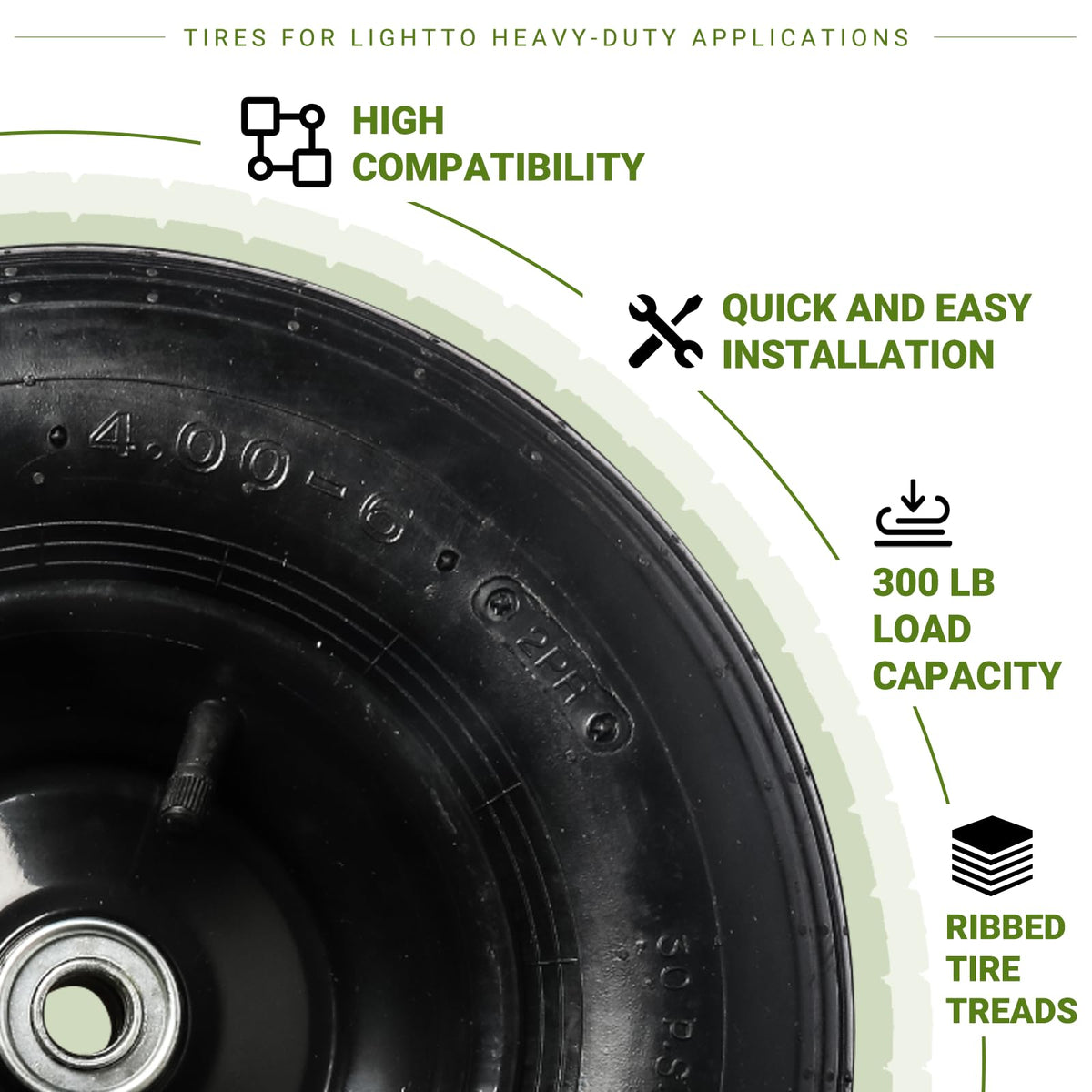 AR-PRO ribbed tread tire for wet and uneven surfaces