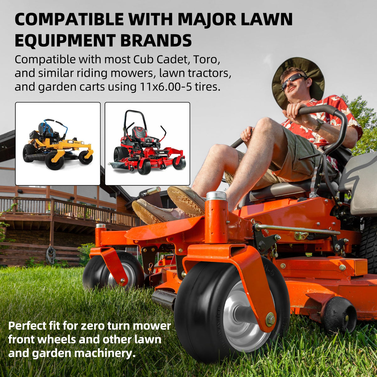 AR-PRO solid rubber tire resists punctures for reliable lawn work