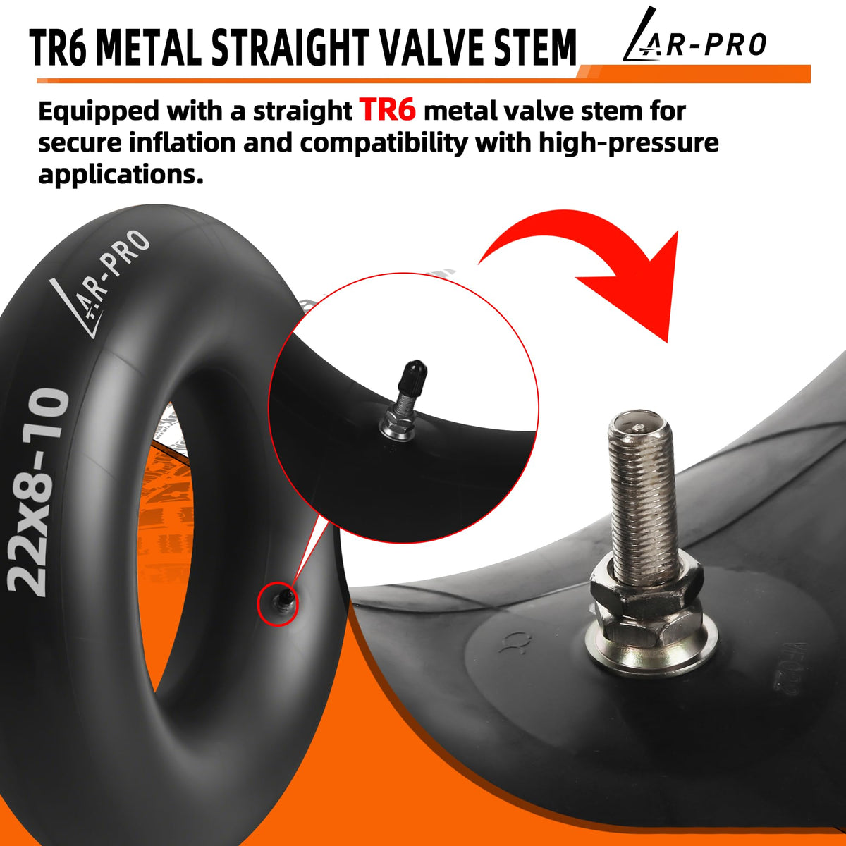 AR-PRO thick butyl rubber inner tube emphasizes puncture resistance