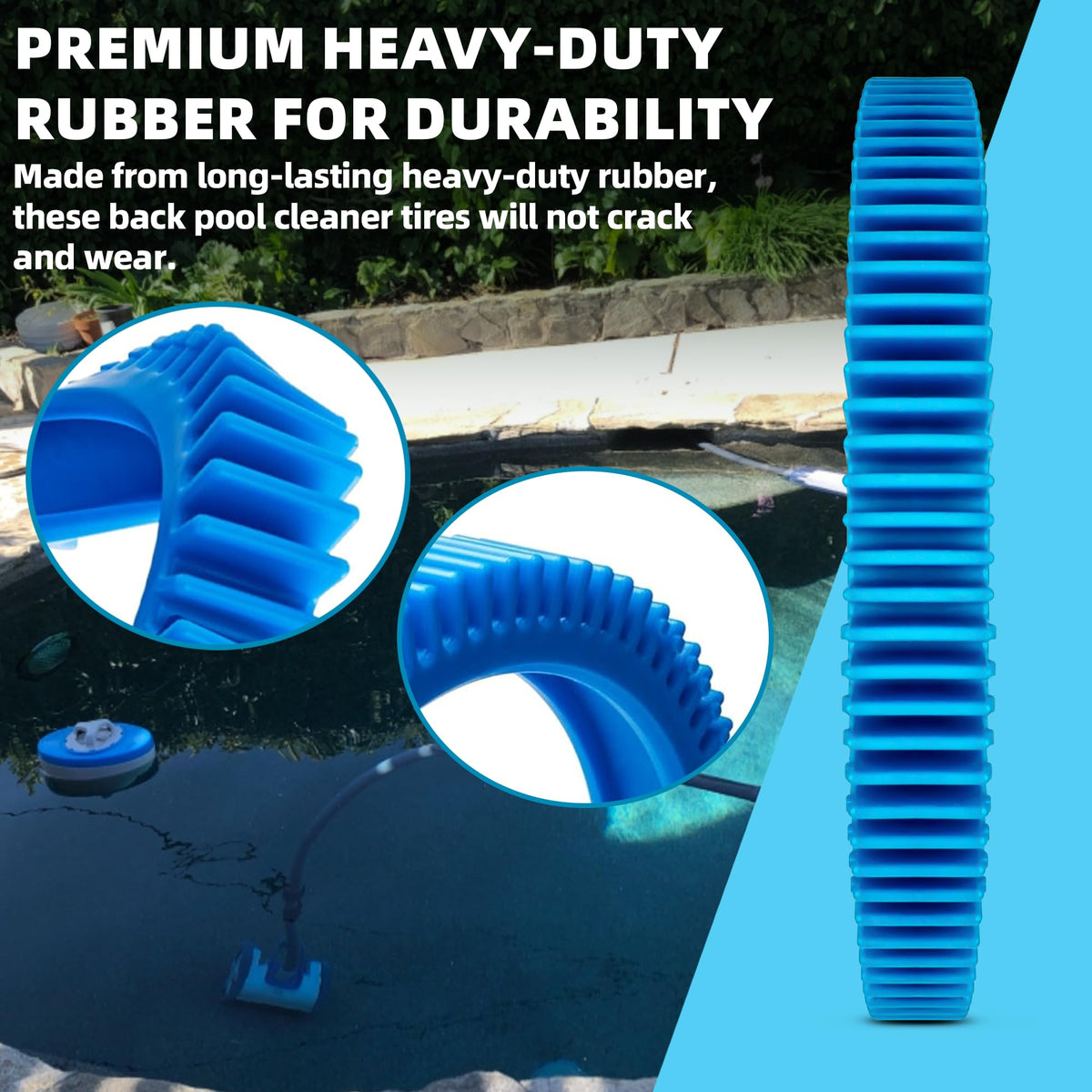 AR-PRO tread pattern close-up highlights enhanced traction on rough pool surfaces.