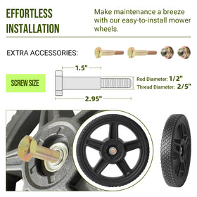 AR-PRO universal wheels compatible with mowers, washers, generators.