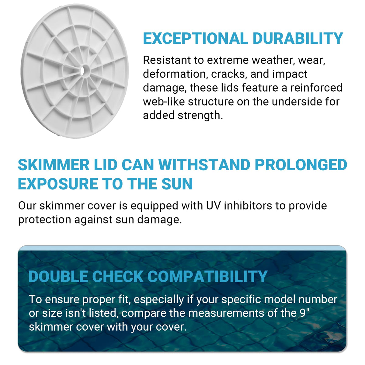 AR-PRO white skimmer lid with UV inhibitors for sun protection