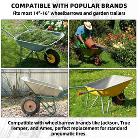 AR-PRO 16-inch wheel simplifies garden trailer setup and maintenance.