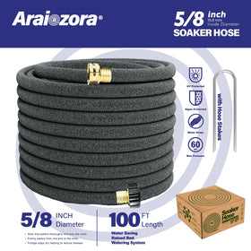 Close-up of flexible Araiozora hose bending around plants for adaptable irrigation