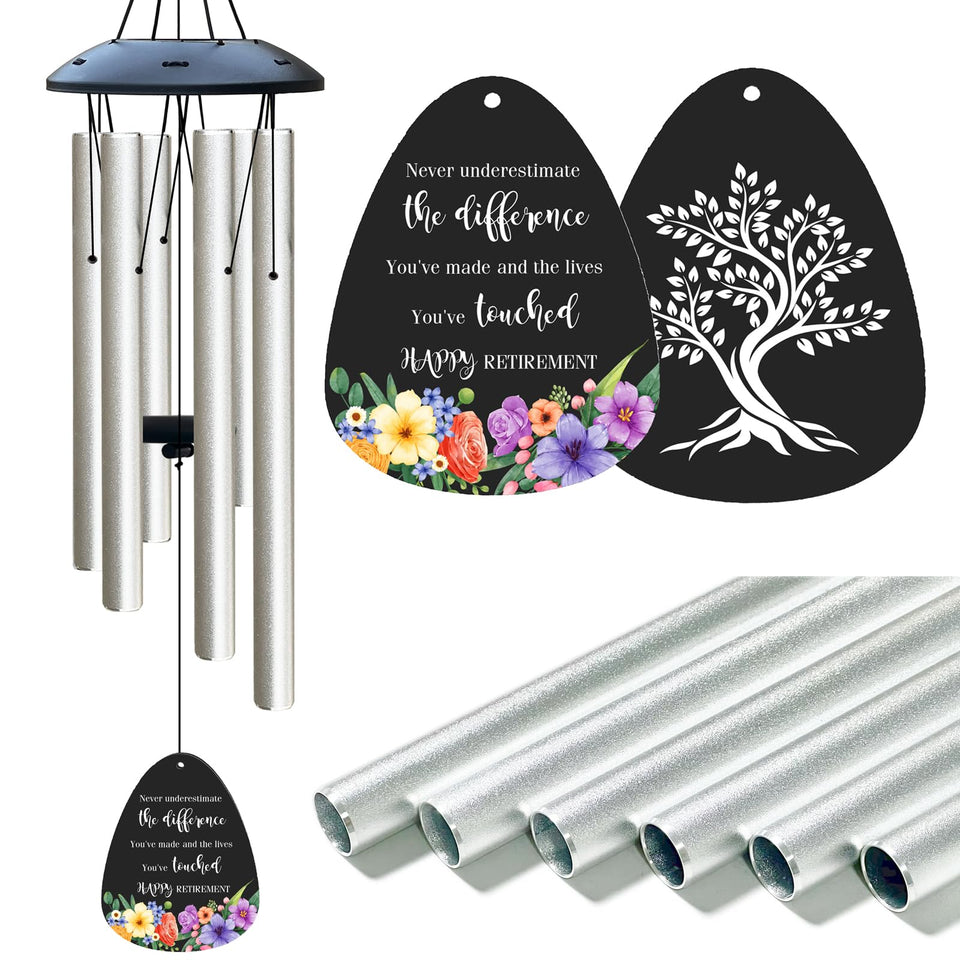 ARARTKEL 32-inch wind chimes in silver finish for porch ambience and durability