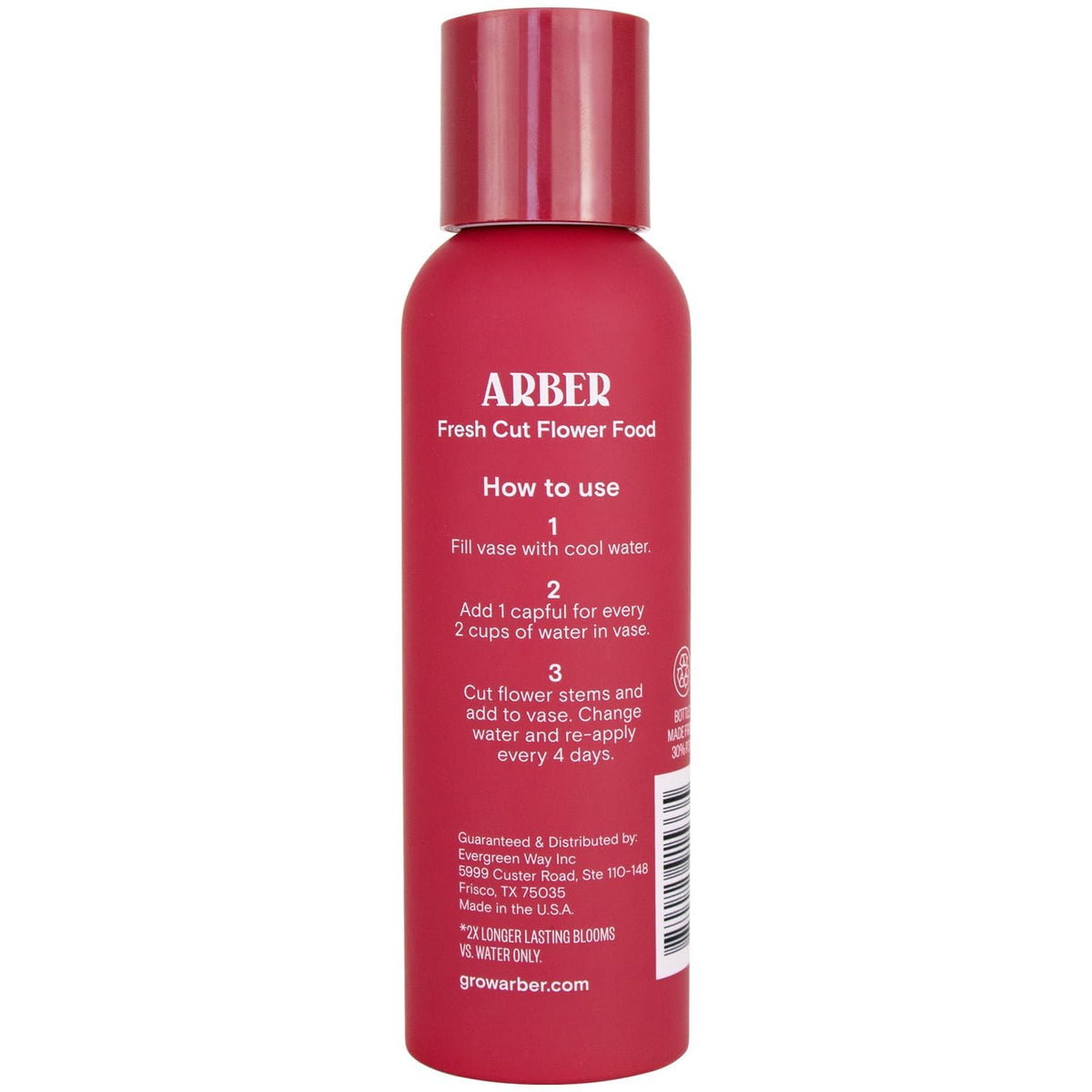 ARBER liquid flower food mix dissolving in clear vase water