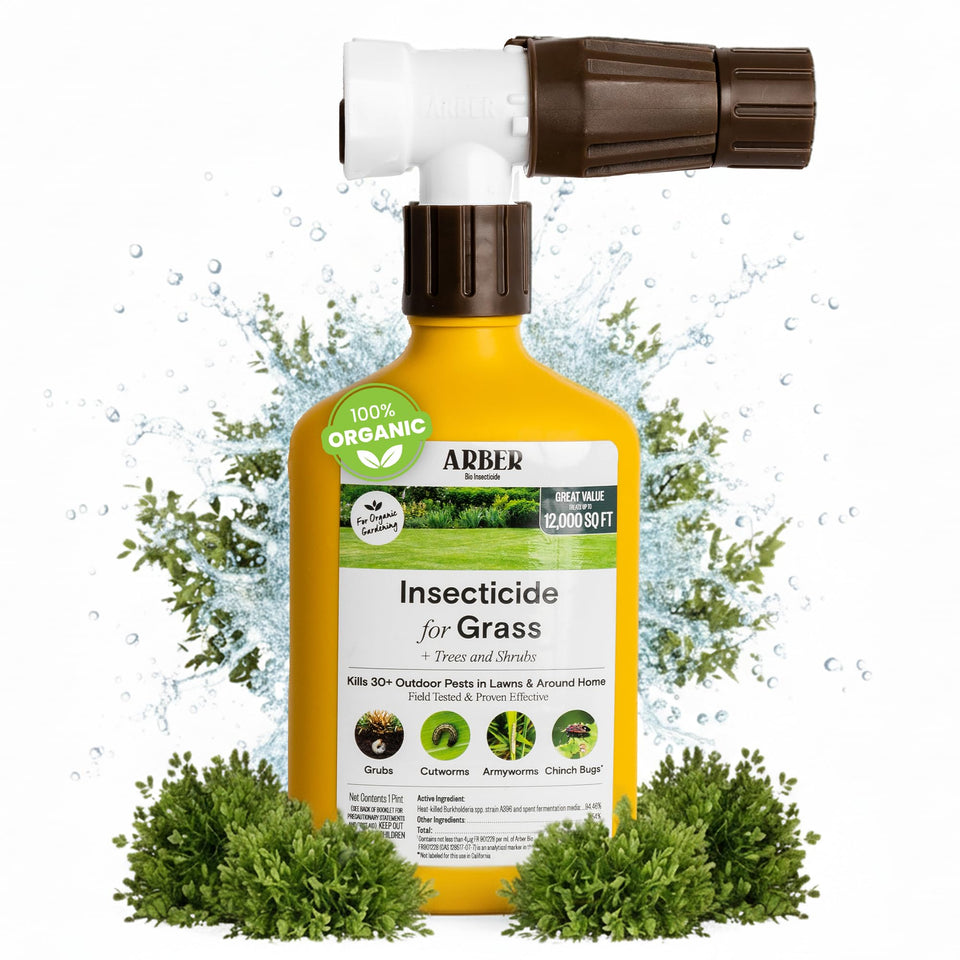 ARBER Organic Insecticide bottle for lawns targets grubs and turf pests