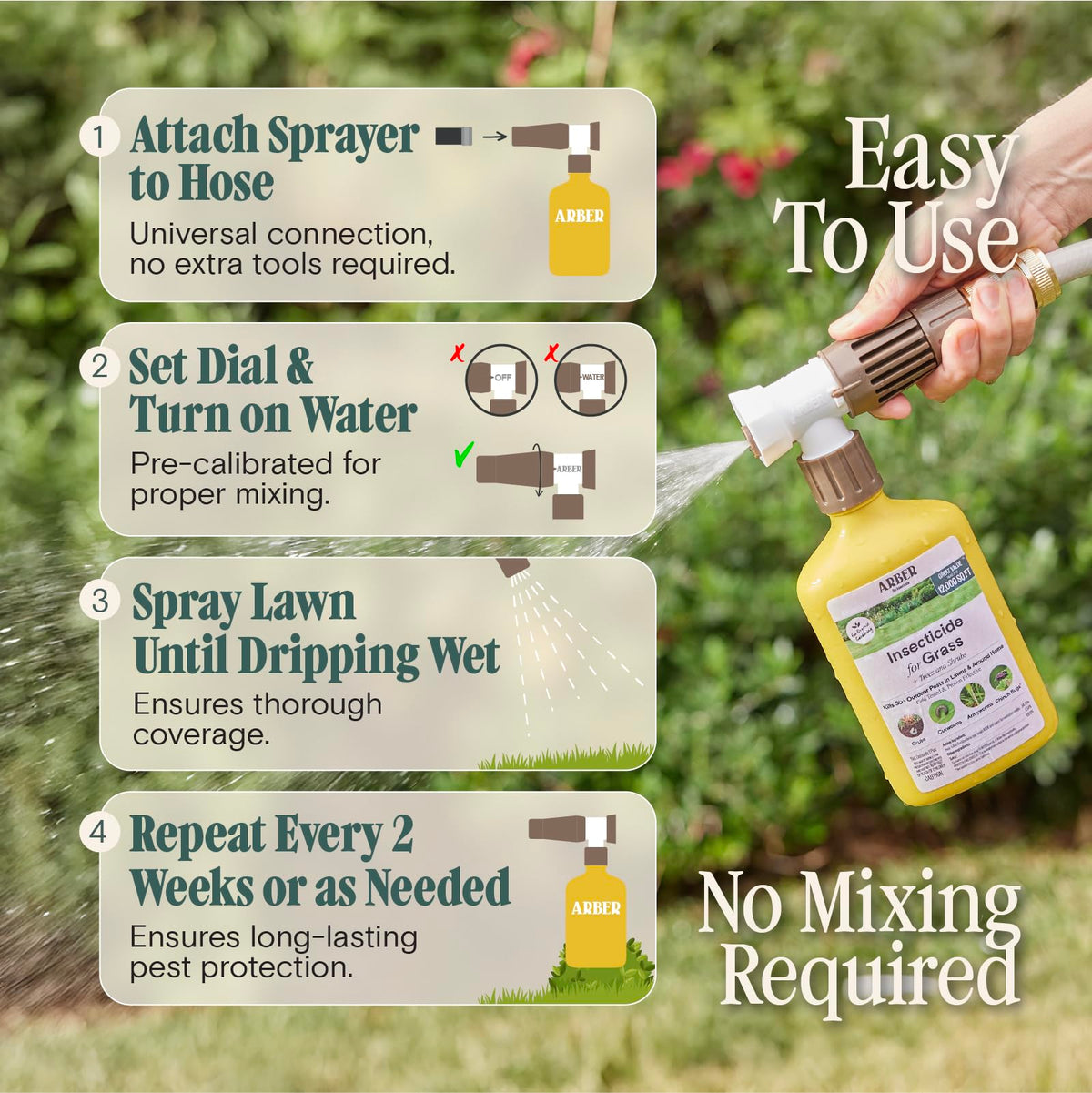 ARBER odorless formula for unobtrusive lawn pest control