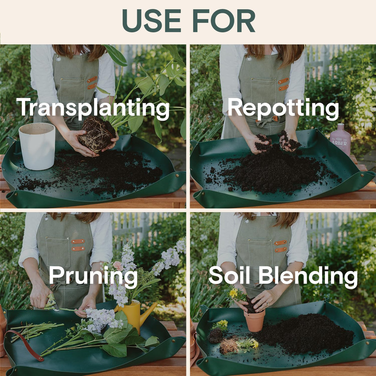 ARBER Repotting Mat 4-inch walls contain soil and drips
