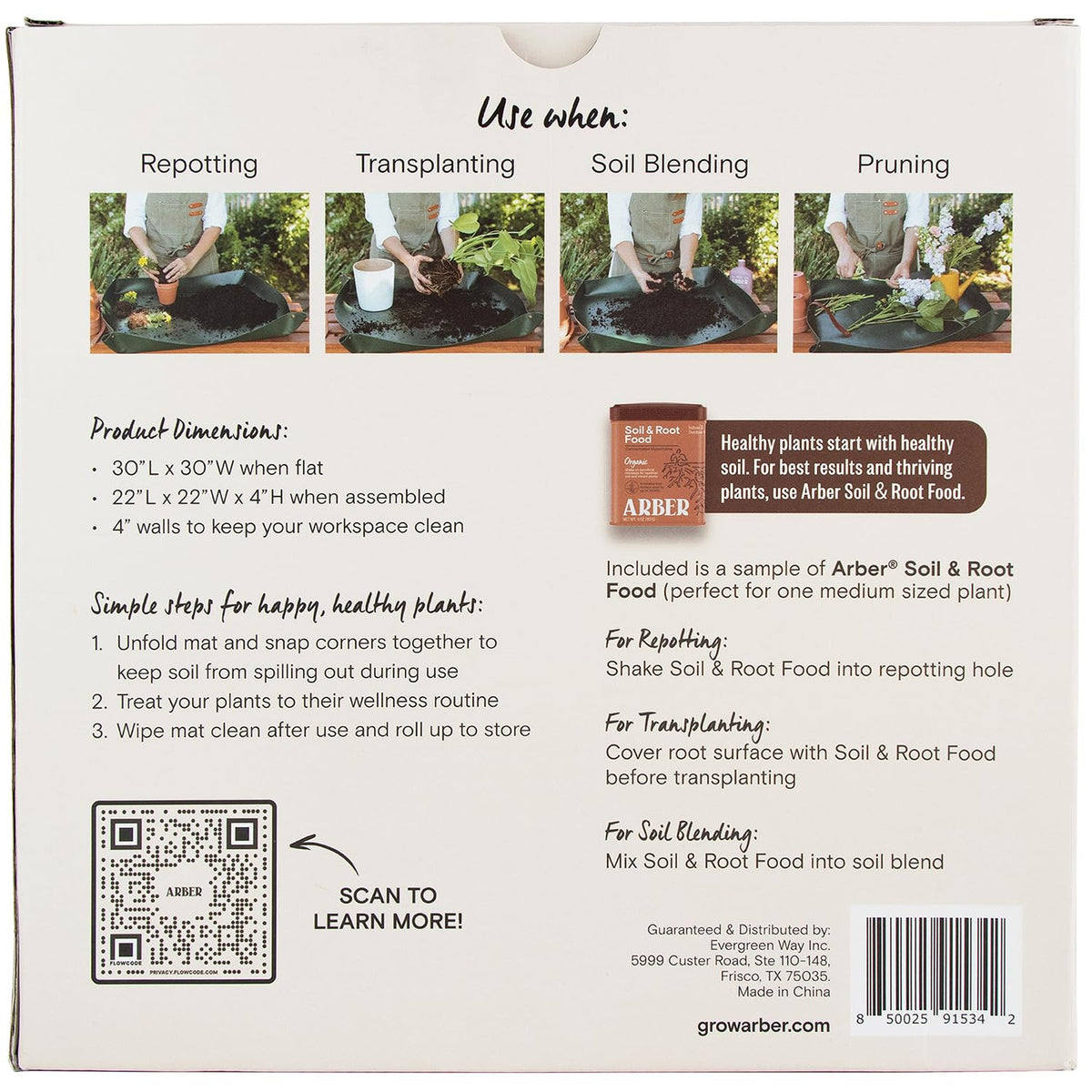 ARBER Repotting Mat with snap corners ready to assemble
