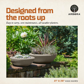 Lightweight ARBORA Santorini Bowl enables easy rearranging on balcony or deck.