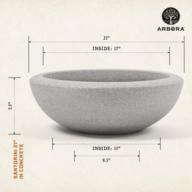 Close-up of ARBORA Santorini Bowl showing textured surface and concrete gray finish.