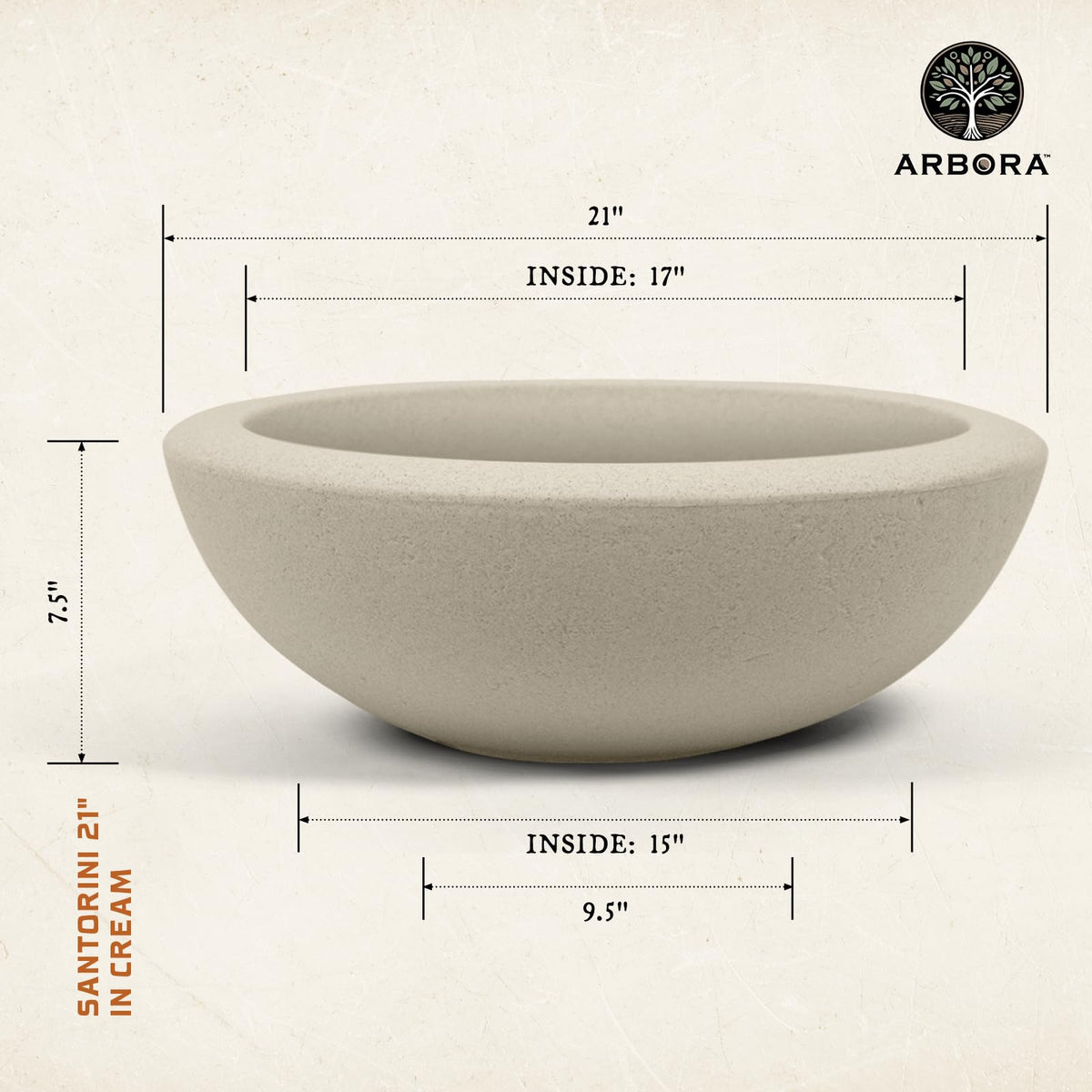ARBORA Santorini Bowl textured surface adds depth to outdoor gardens.