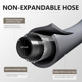 Arbutus rubber hose demonstrates kink resistance for easy lawn care.