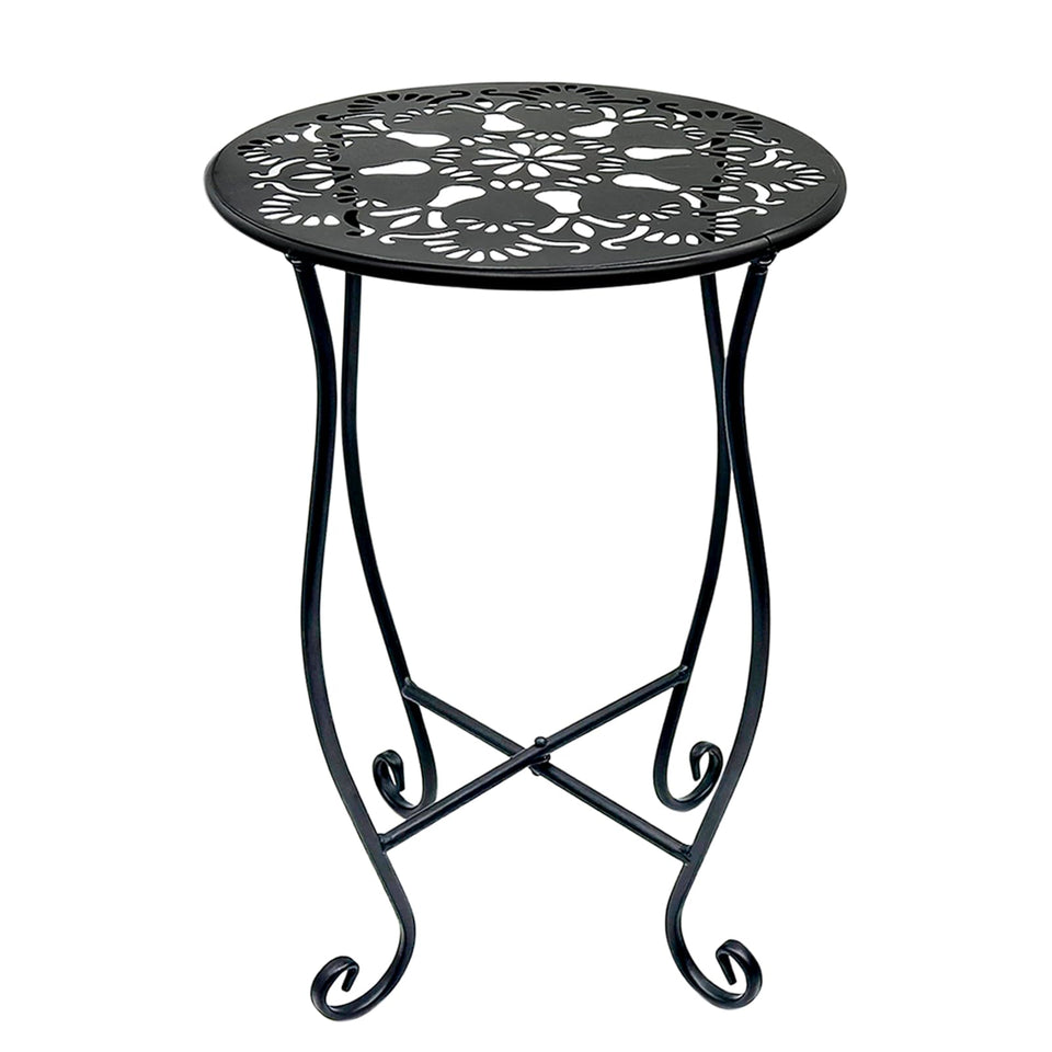 Arbuxzuy 17 inch tall round table showcasing plants outdoors for a balanced display