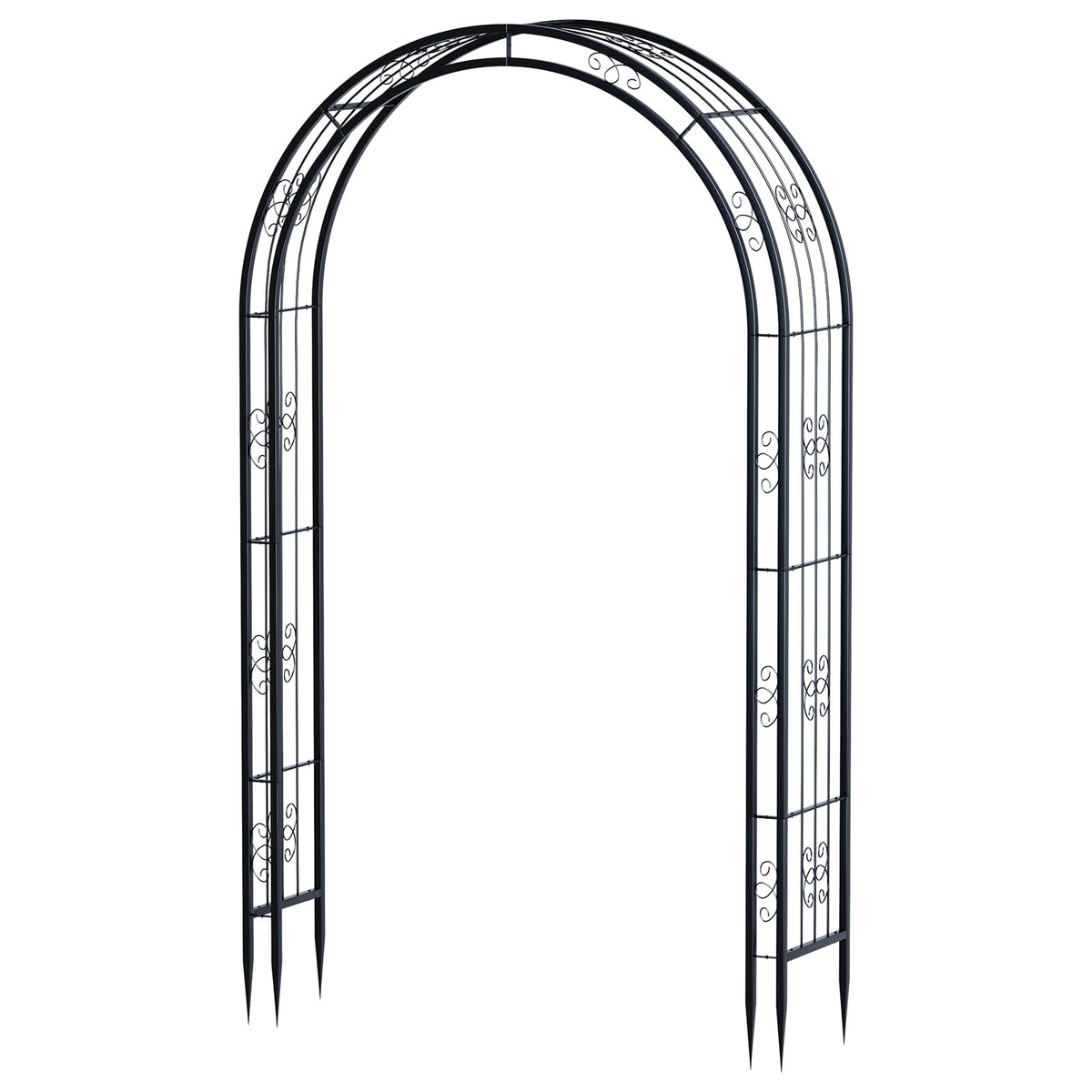 Arbuxzuy black powder coating helps withstand weather over time.