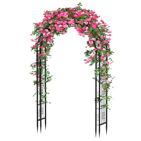 Arbuxzuy 88in steel garden arch front view adds elegant entry framing.