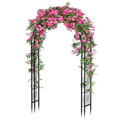 Arbuxzuy 88in steel garden arch front view adds elegant entry framing.