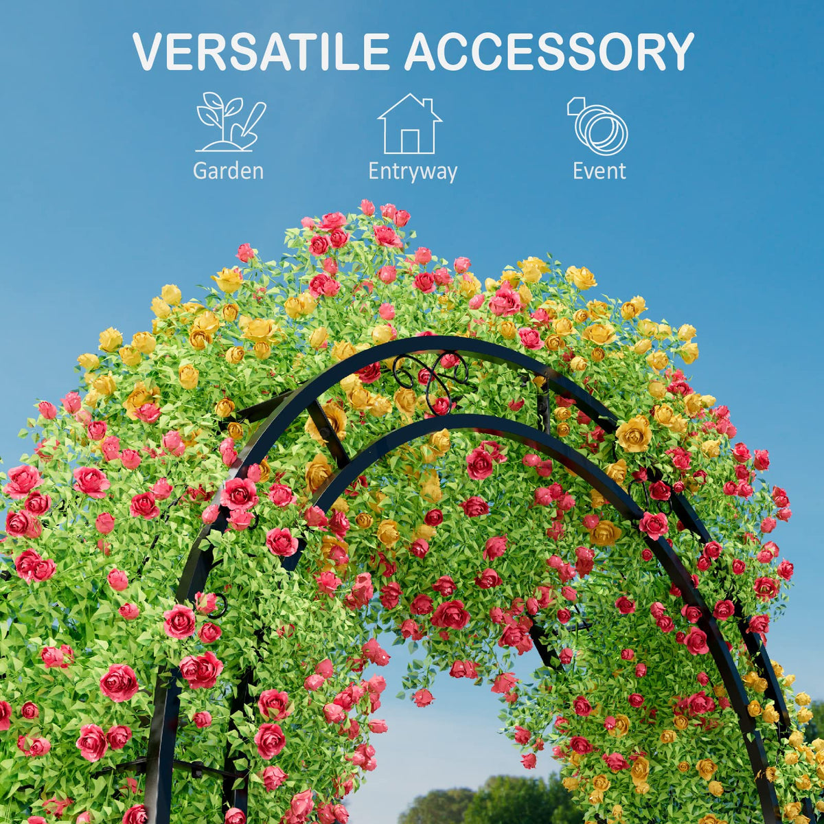Arbuxzuy arch plant climbing base supports vines for lush growth.