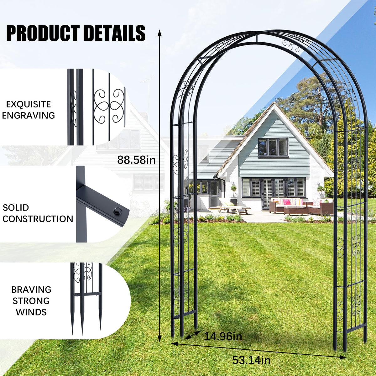 Arbuxzuy arch stable base design for secure lawn installation.
