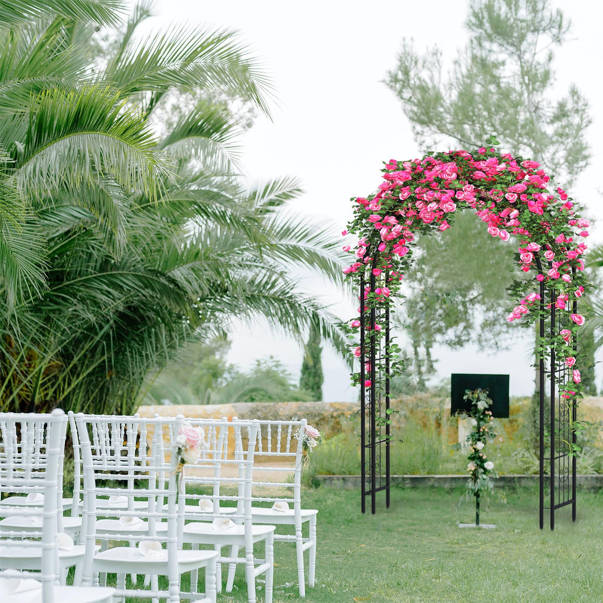 Arbuxzuy wedding backdrop arch creates memorable outdoor ceremonies.