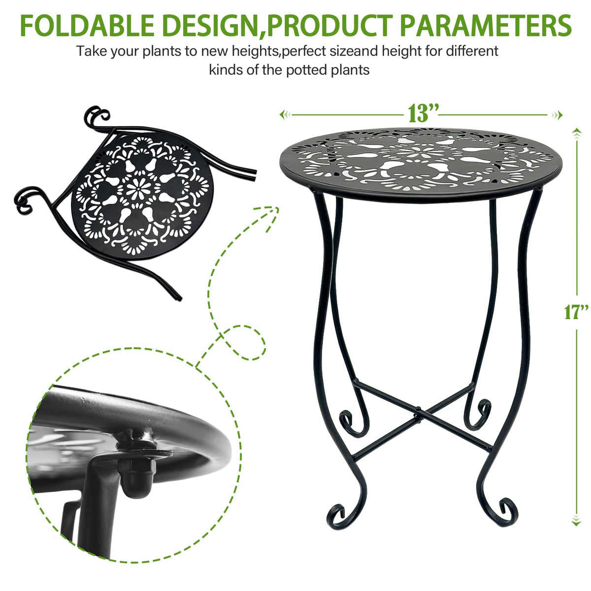 Arbuxzuy matte black flower pot stand adds stylish vertical interest and sturdy planter support.