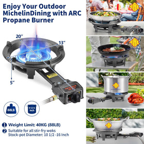 ARC Cast-Iron Propane Burner delivers durable outdoor performance in rugged conditions.
